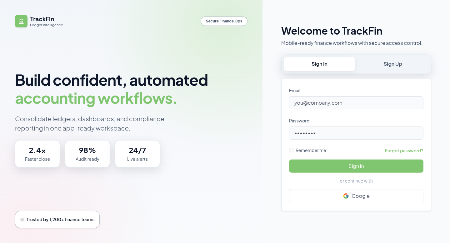 Trackfin Ledger Intelligence